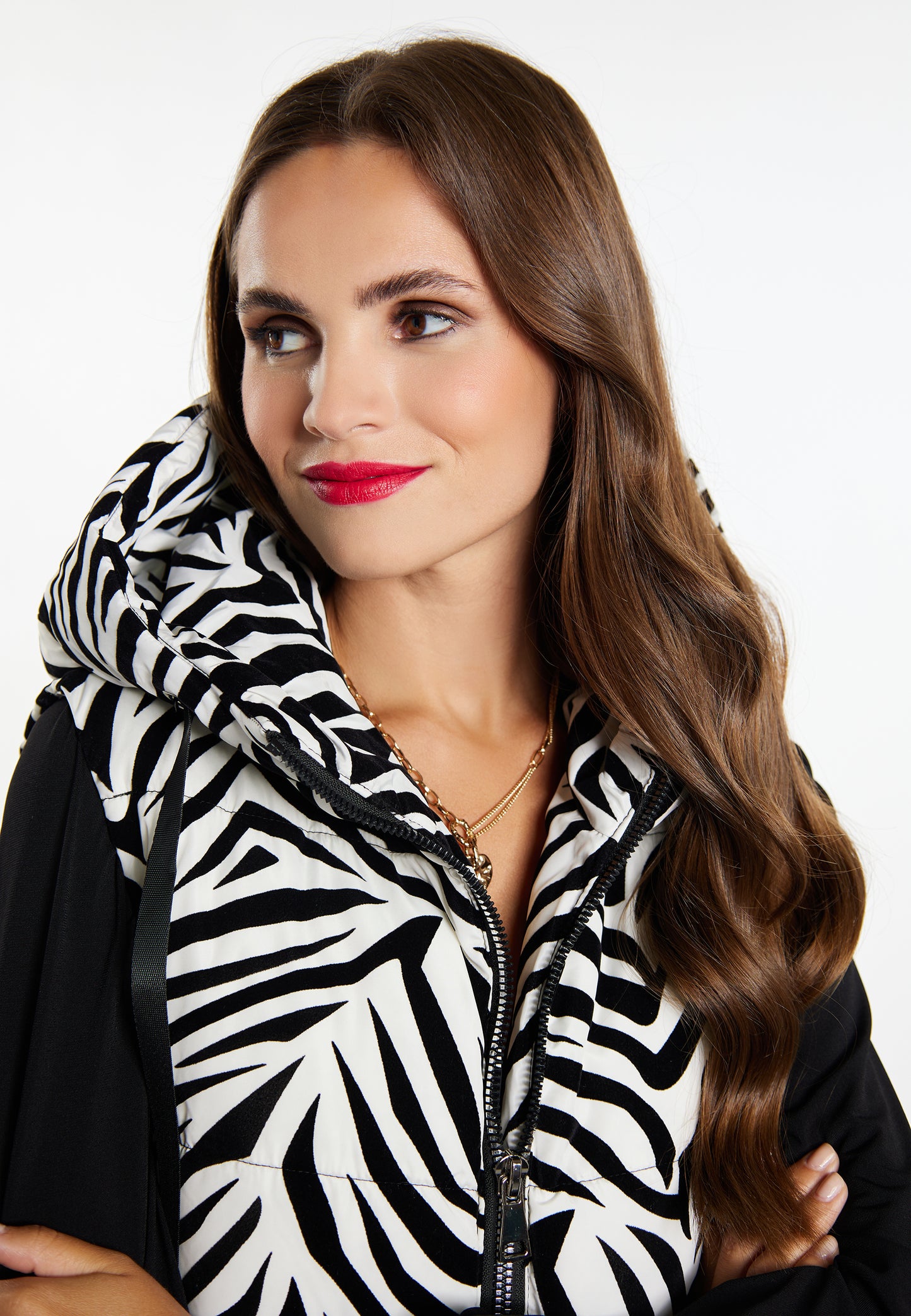 faina Damen-Weste, lang, Zebra-Print