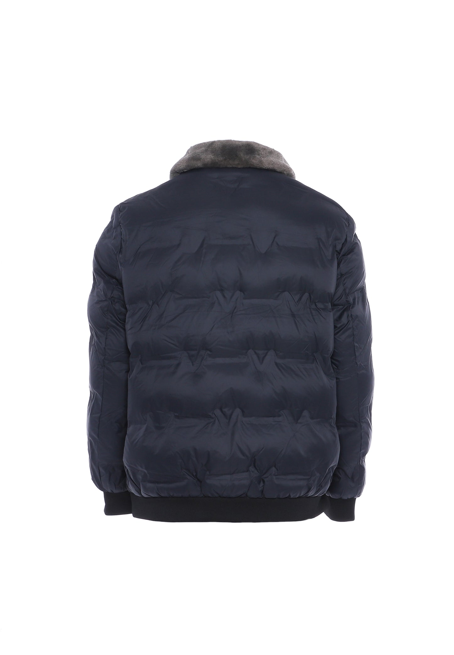 MOZZAAR Herren Steppjacke mit Kunstfellkragen