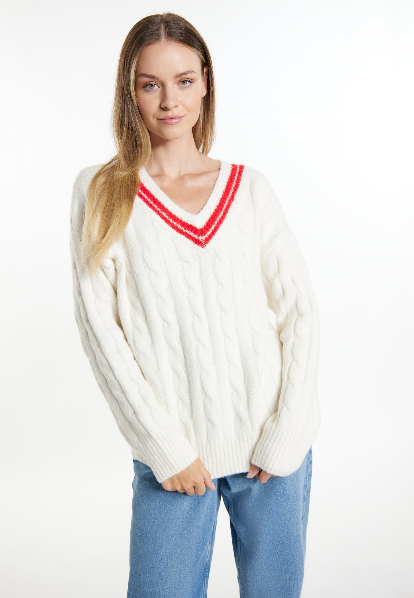 DreiMaster Maritim Damen Strickpullover + Einkaufstasche Set