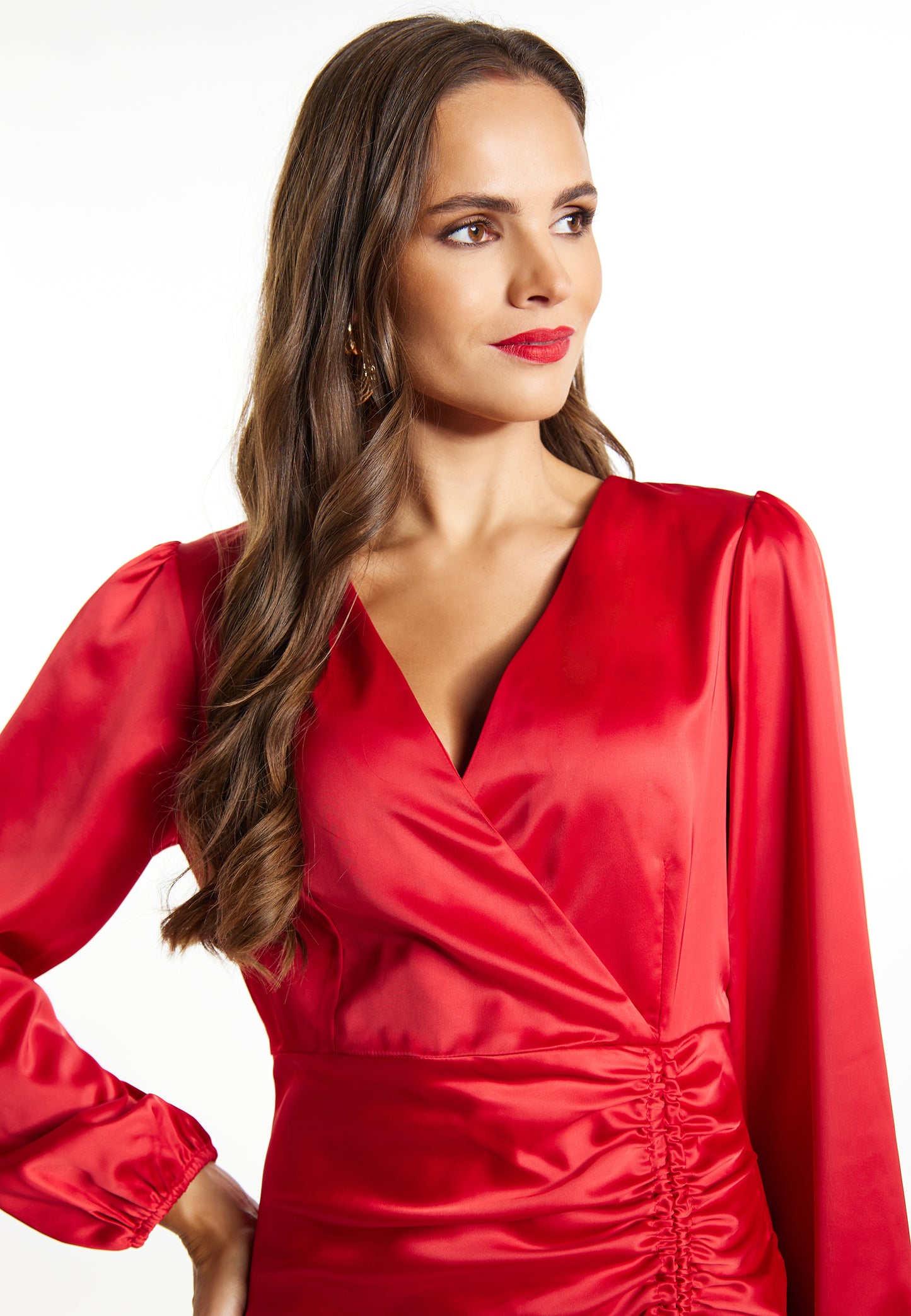 faina Damen Satin Minikleid