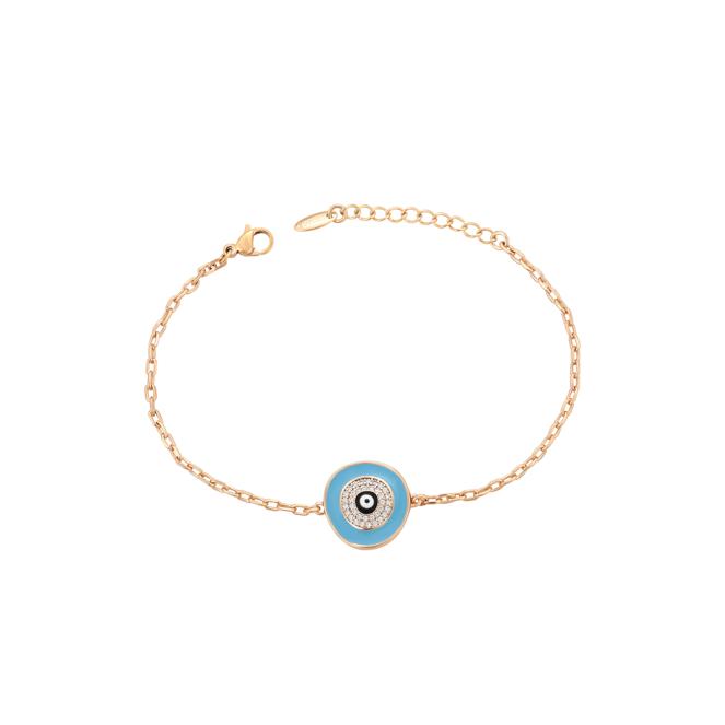 faina Thin Chain Link Bracelet With Rhinestones