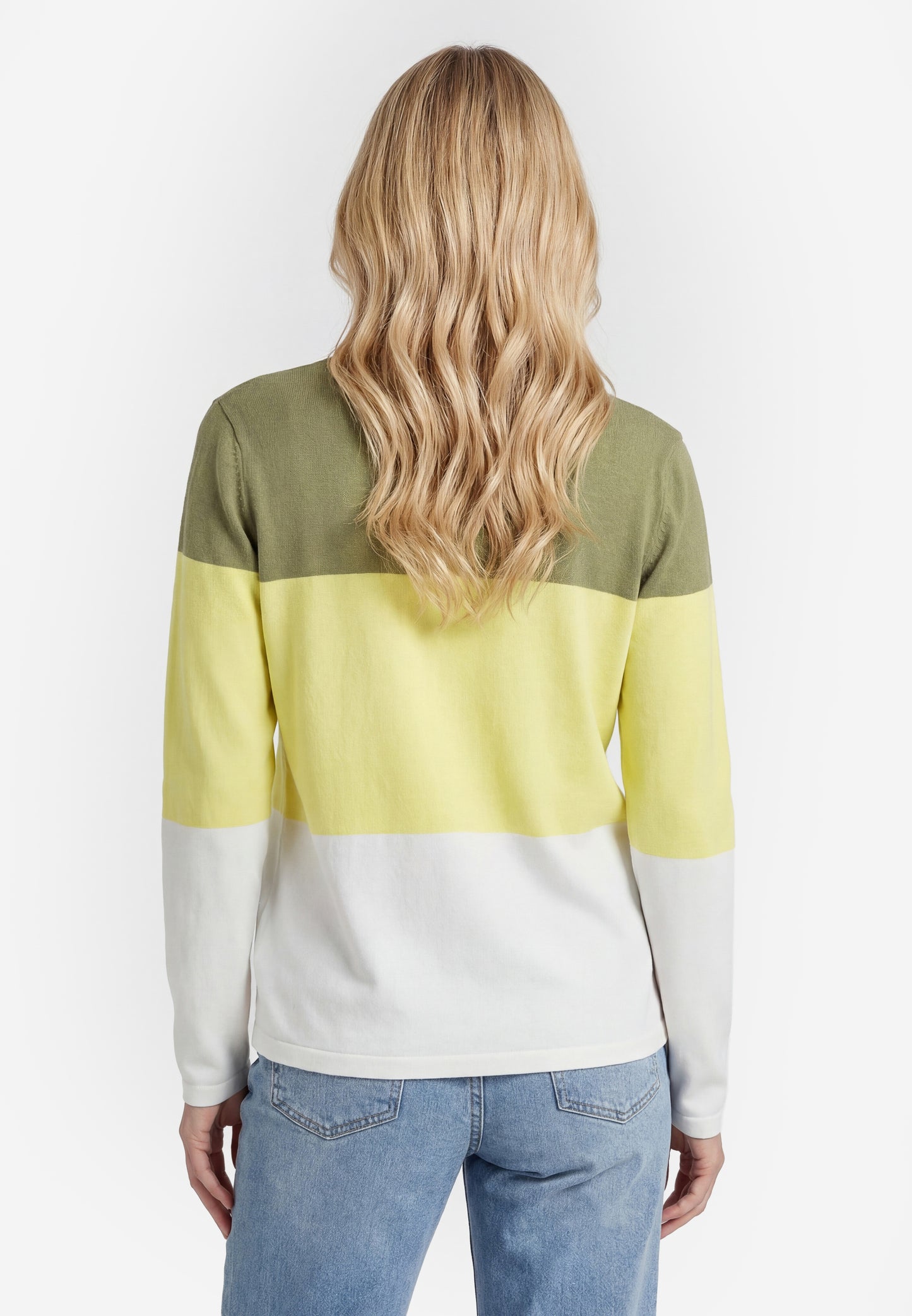 Caley Women's Fine Knit Sweater With Block Stripes