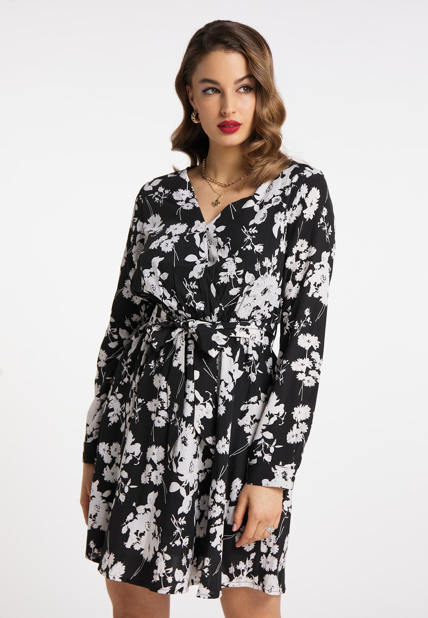 faina Damen Midikleid mit Blumenmuster