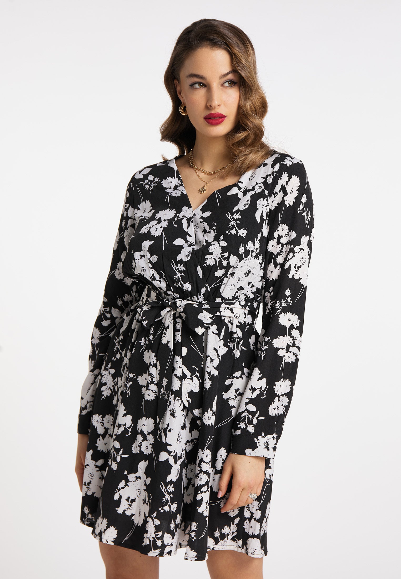 faina Damen Midikleid mit Blumenmuster