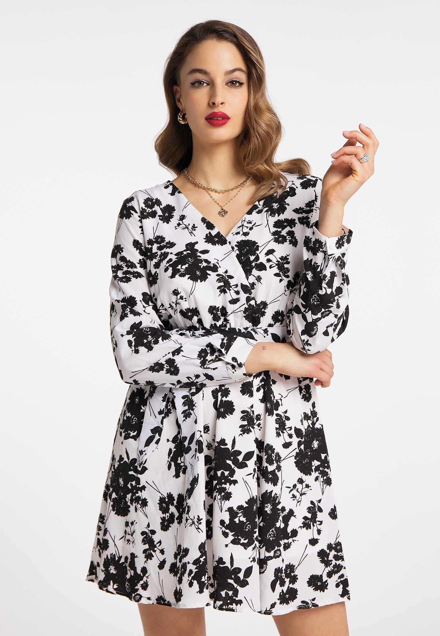 faina Damen Midikleid mit Blumenmuster