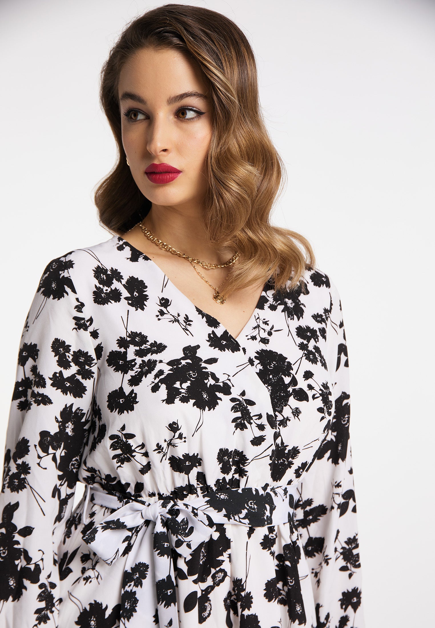 faina Damen Midikleid mit Blumenmuster