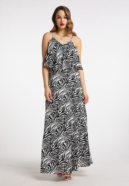 faina Damen Maxikleid mit Zebra-Print