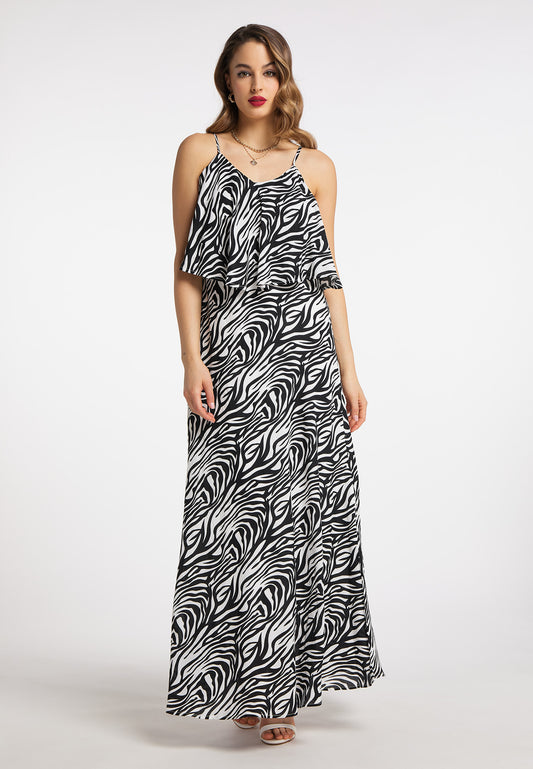 faina Damen Maxikleid mit Zebra-Print