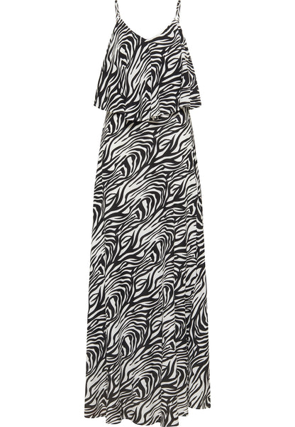 faina Damen Maxikleid mit Zebra-Print