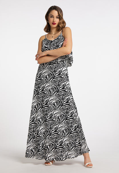 faina Damen Maxikleid mit Zebra-Print