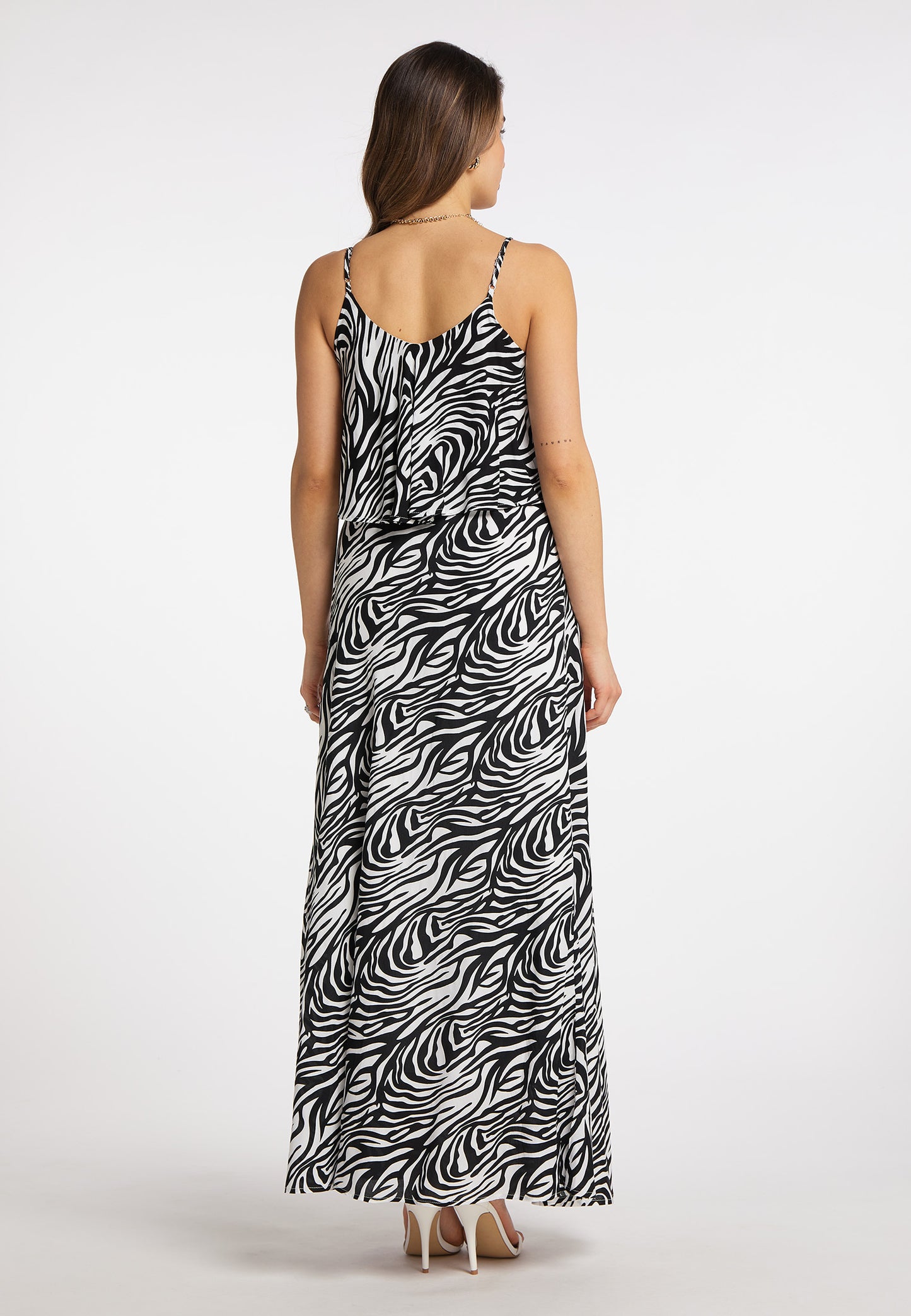 faina Damen Maxikleid mit Zebra-Print