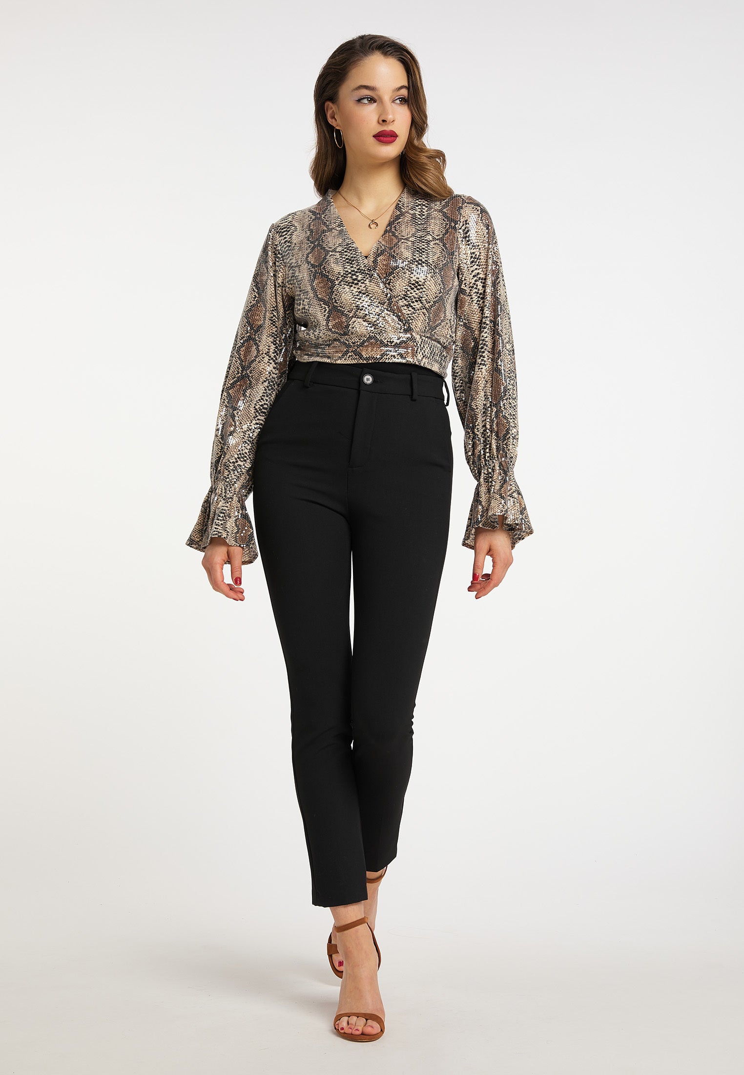 faina Wickelbluse mit Pailletten