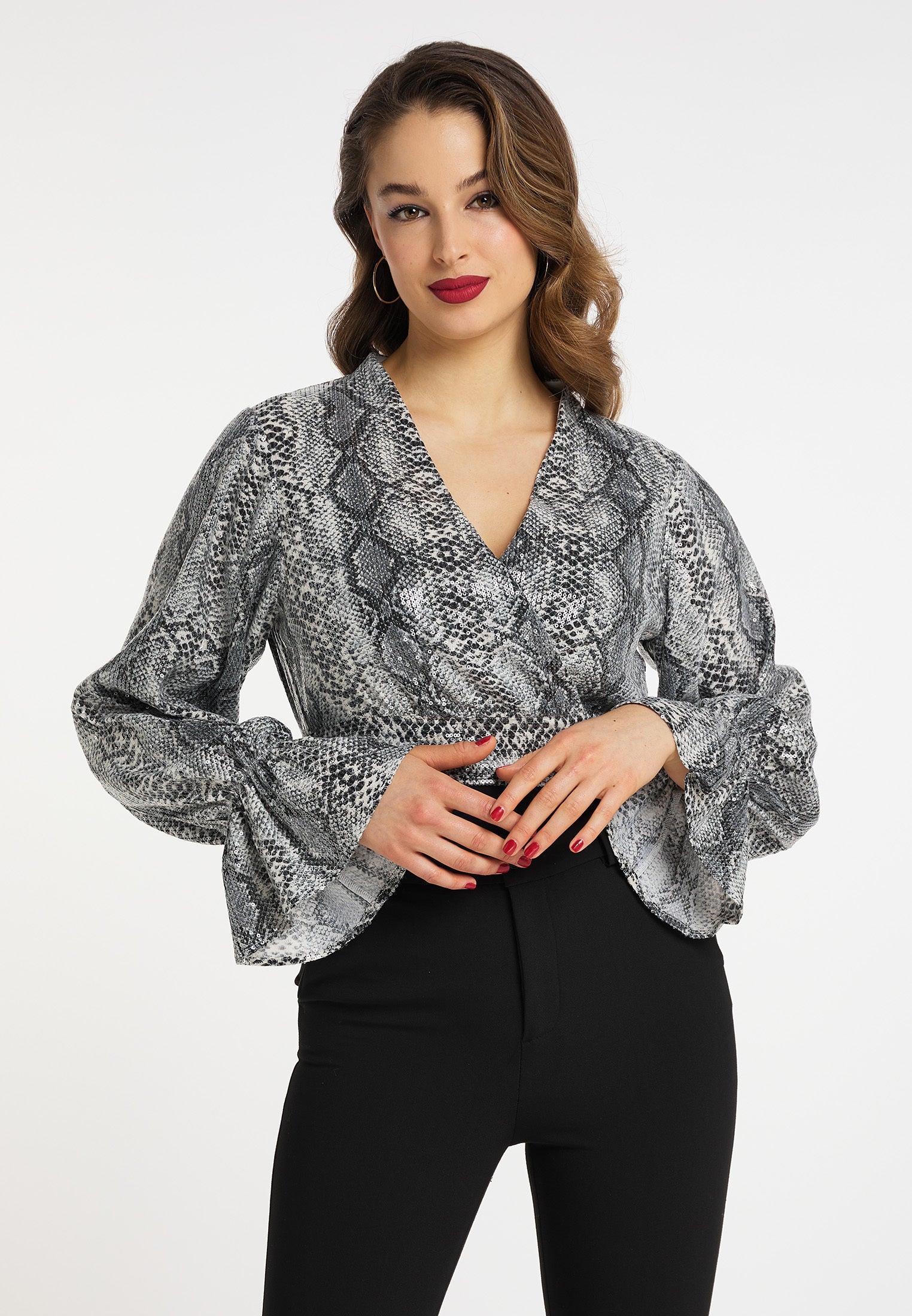 faina Wickelbluse mit Pailletten