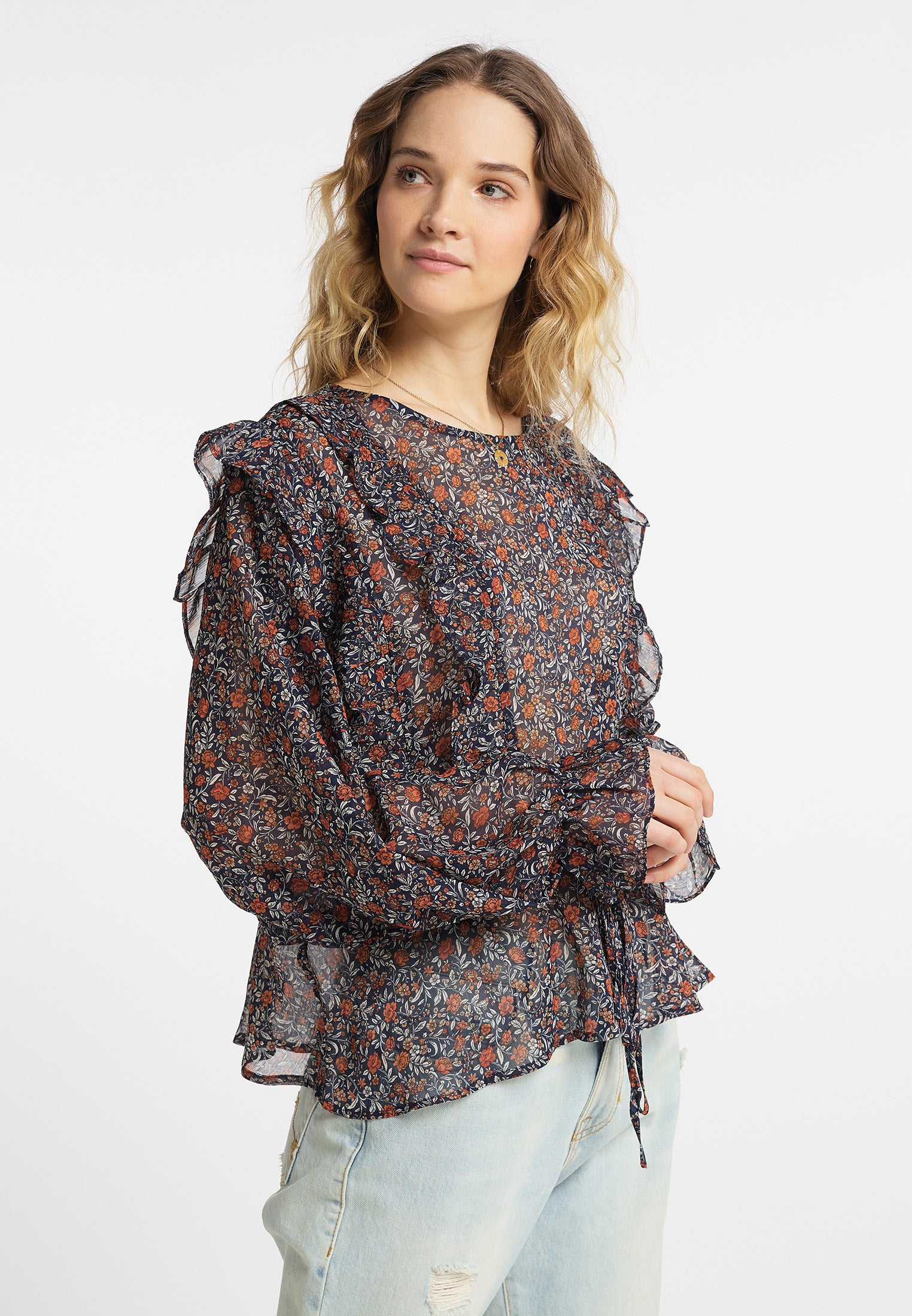 DreiMaster Vintage Damen Bluse mit langen Ärmeln
