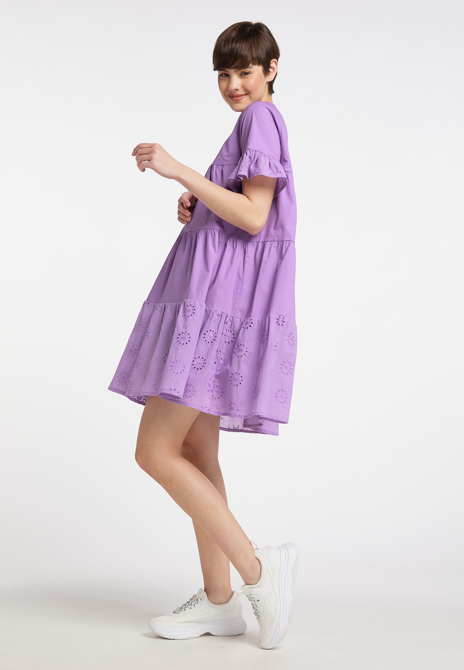 myMo Damen-Kleid mit �sen-Spitze