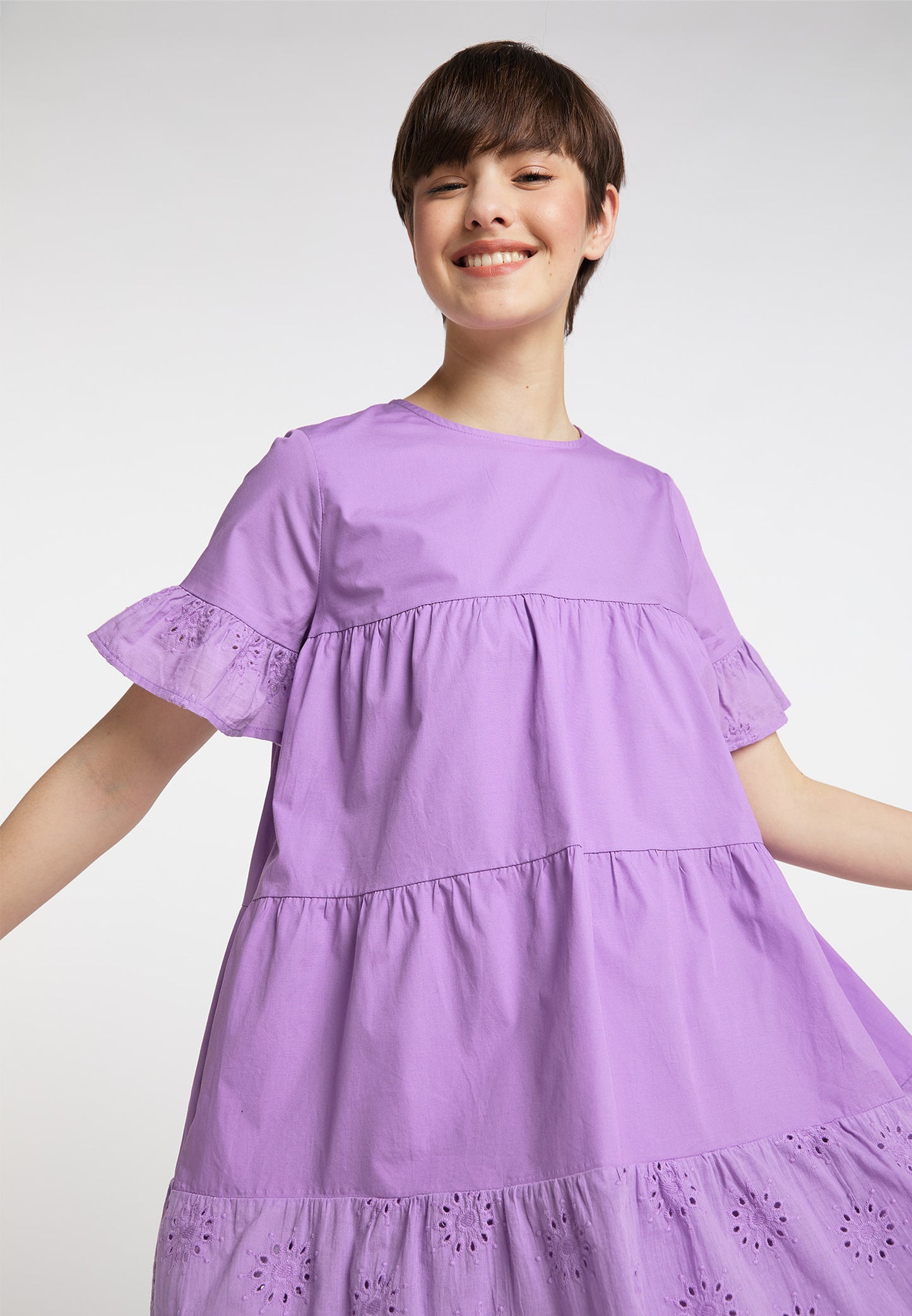 myMo Damen-Kleid mit �sen-Spitze