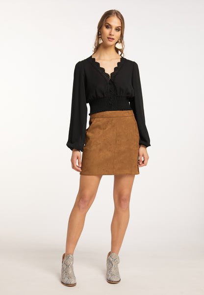IZIA Women's Cropped Blouse Long Sleeves