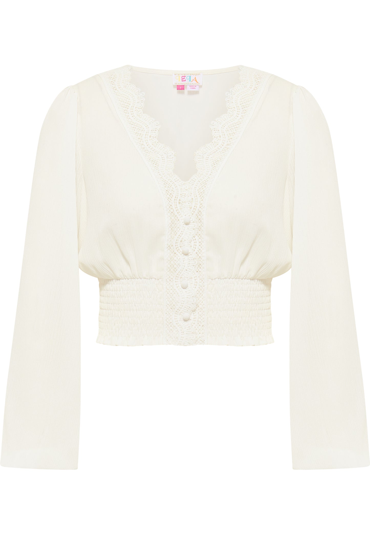 IZIA Women's Cropped Blouse Long Sleeves