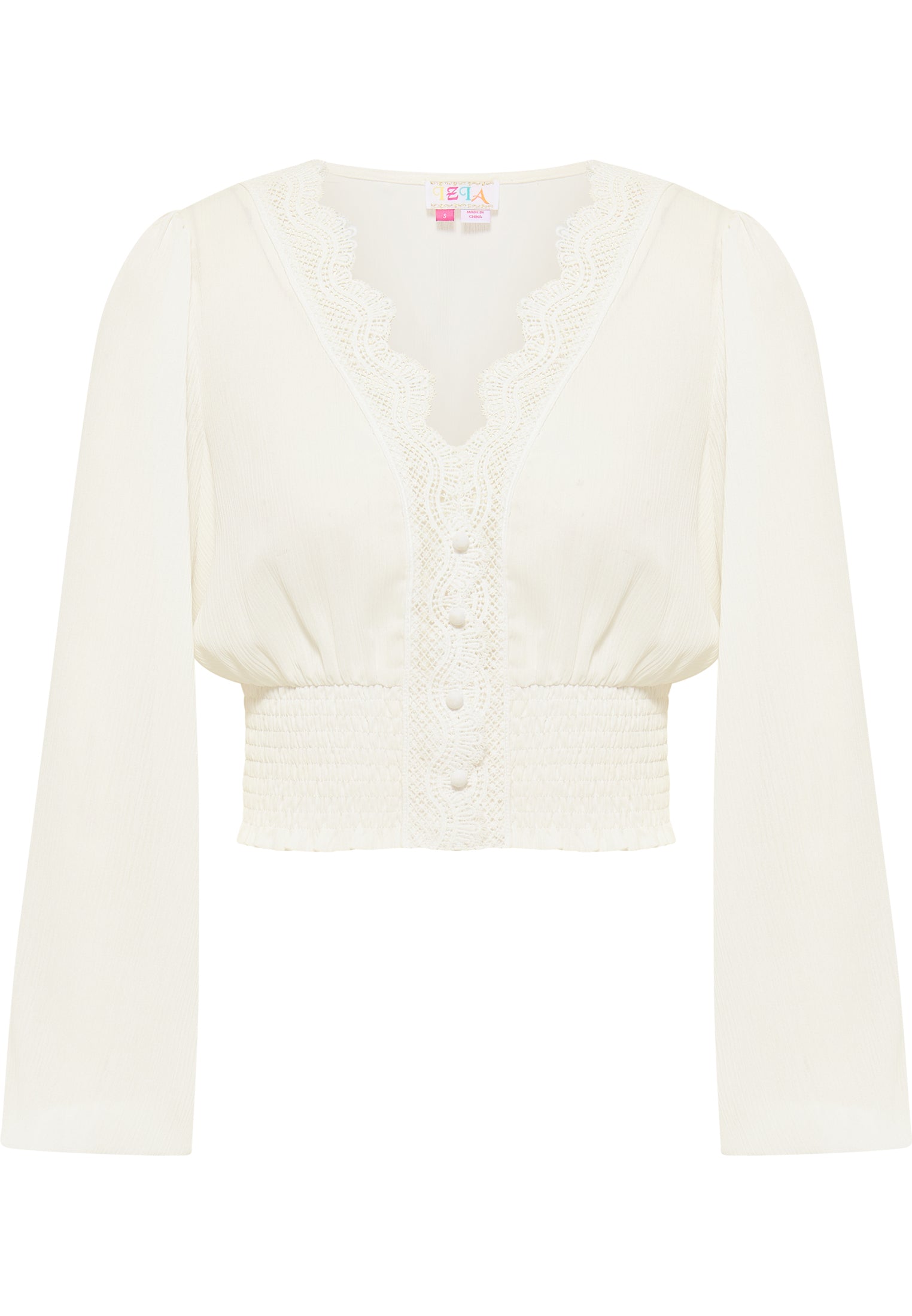 IZIA Women's Cropped Blouse Long Sleeves