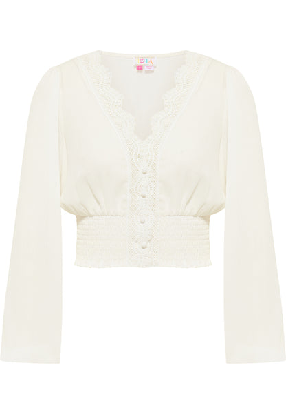 IZIA Women's Cropped Blouse Long Sleeves