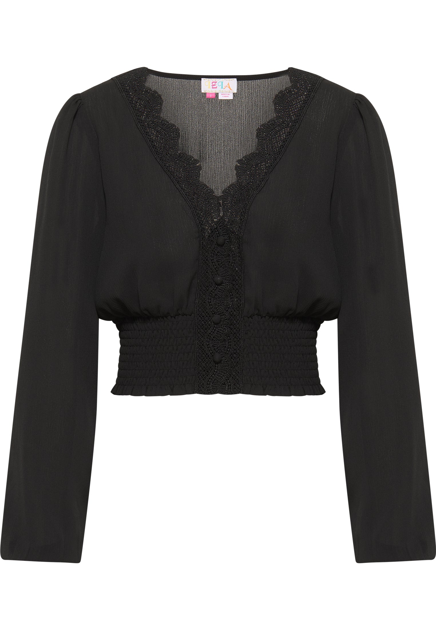 IZIA Women's Cropped Blouse Long Sleeves