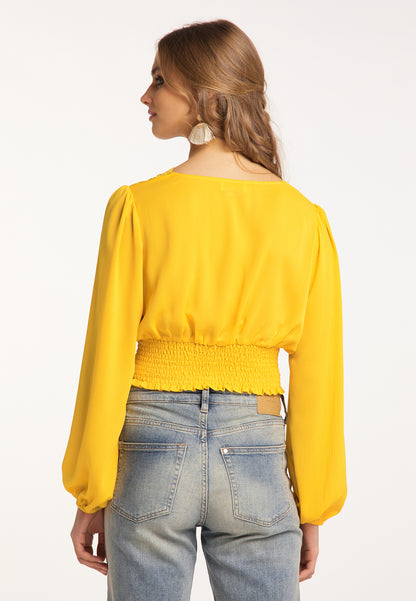 IZIA Women's Cropped Blouse Long Sleeves