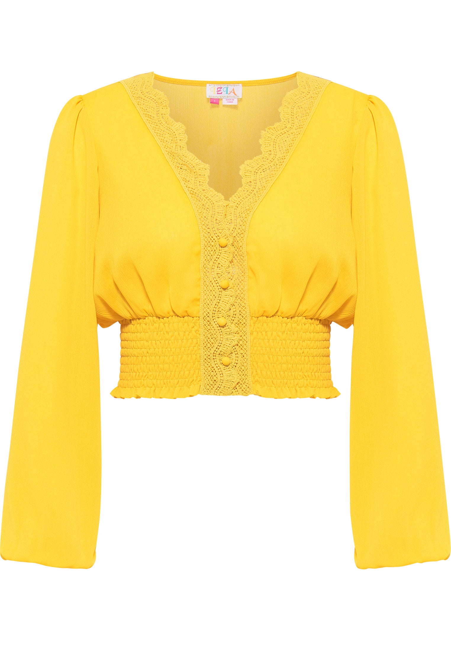 IZIA Women's Cropped Blouse Long Sleeves
