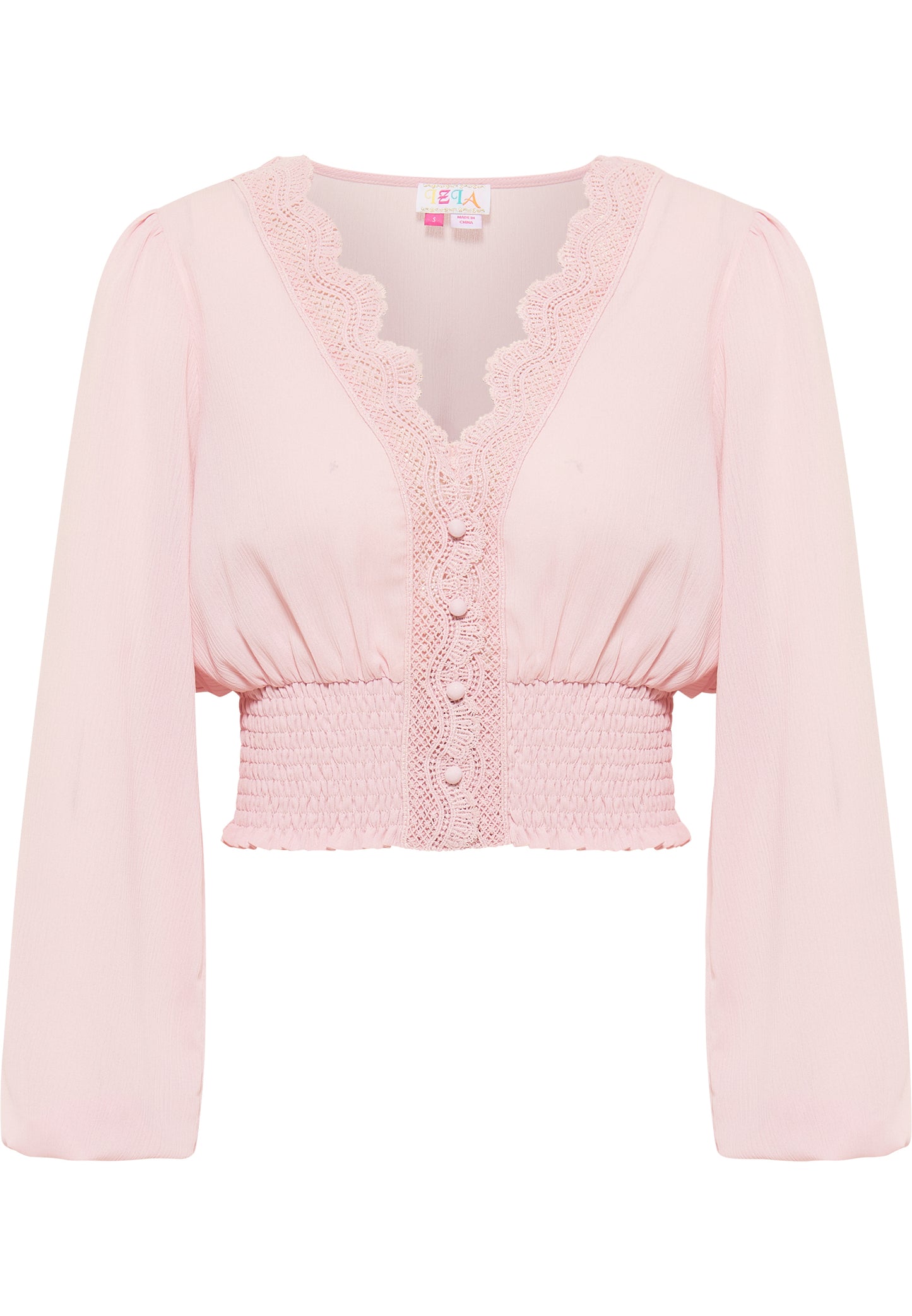 IZIA Women's Cropped Blouse Long Sleeves
