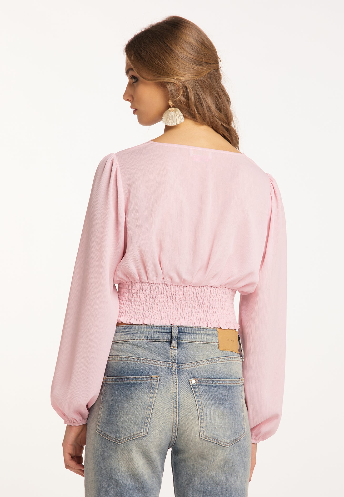 IZIA Women's Cropped Blouse Long Sleeves