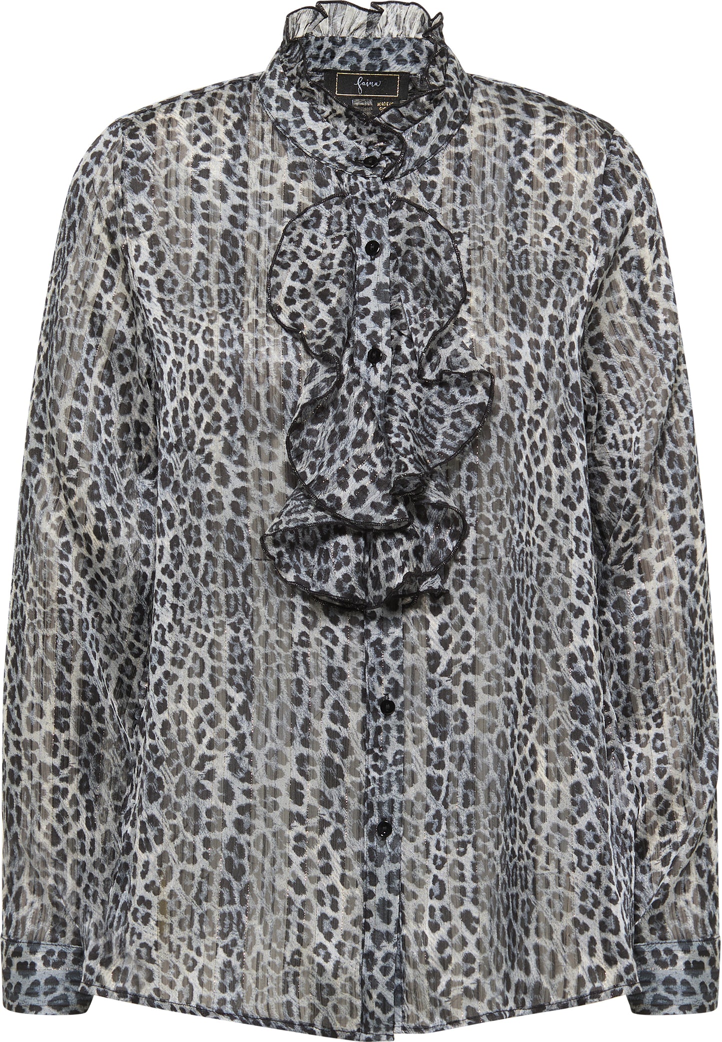 faina Rüschenbluse mit Leoprint