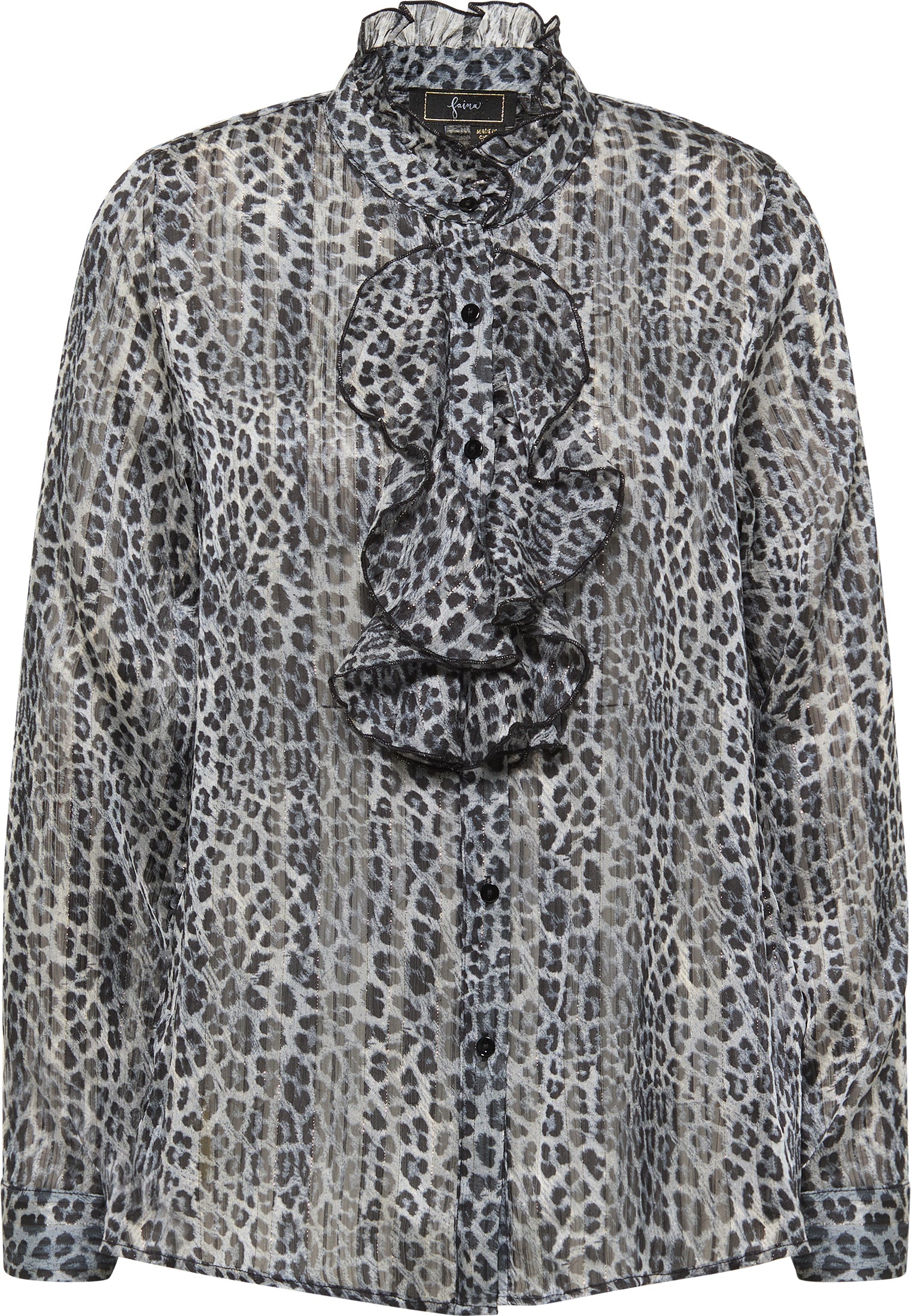 faina Rüschenbluse mit Leoprint
