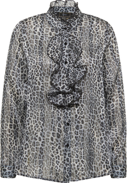 faina Rüschenbluse mit Leoprint