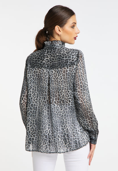 faina Rüschenbluse mit Leoprint