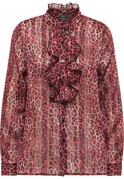 faina Rüschenbluse mit Leoprint