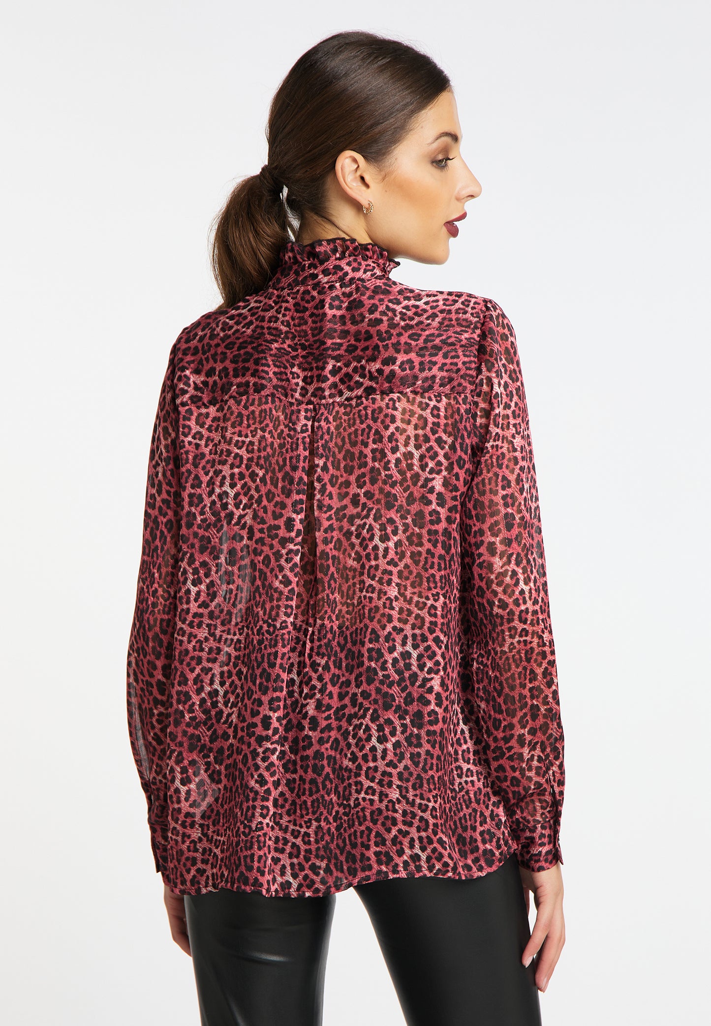 faina Rüschenbluse mit Leoprint