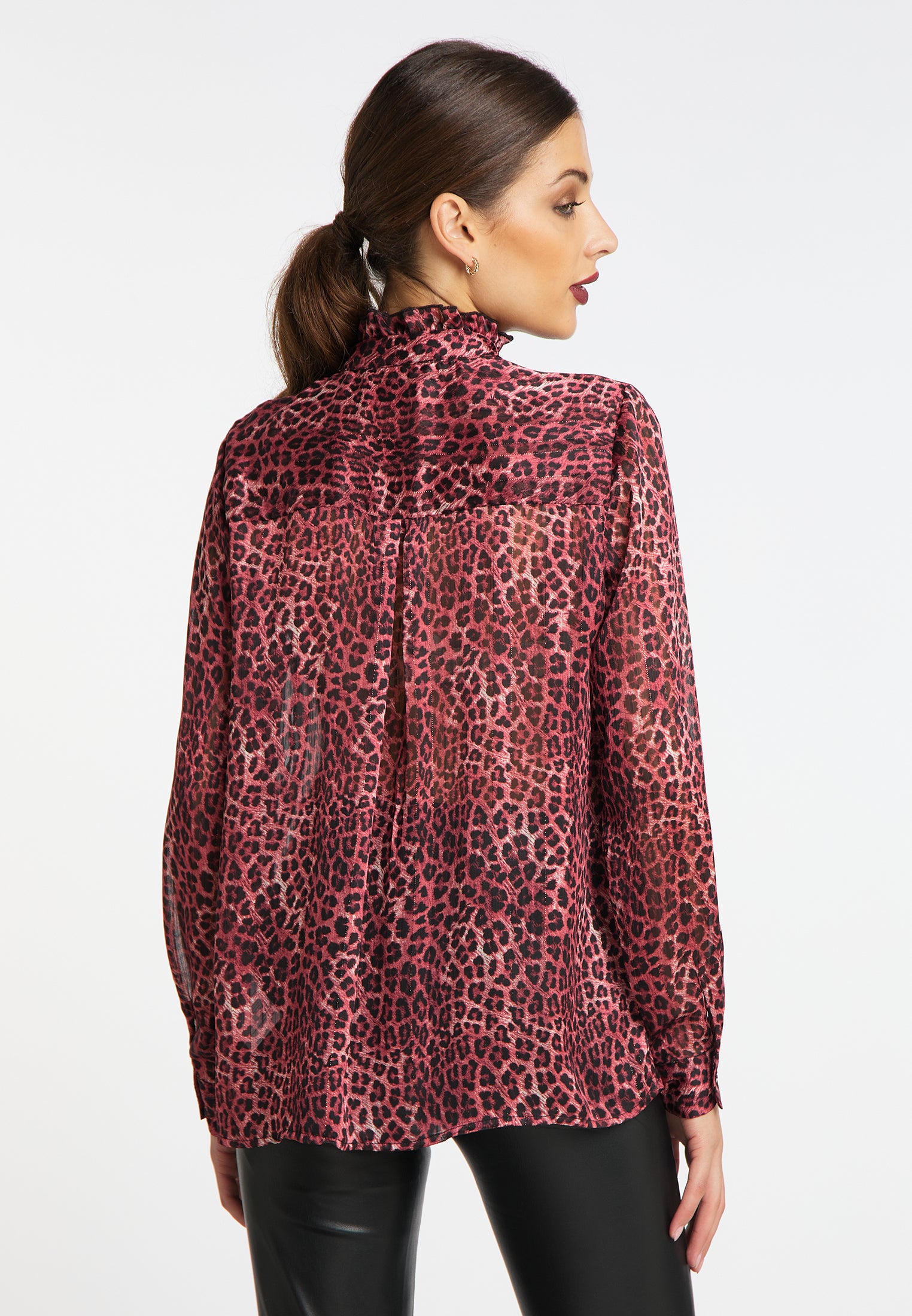 faina Rüschenbluse mit Leoprint