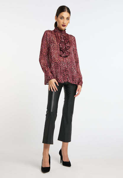 faina Rüschenbluse mit Leoprint