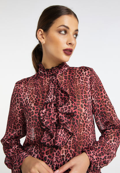 faina Rüschenbluse mit Leoprint