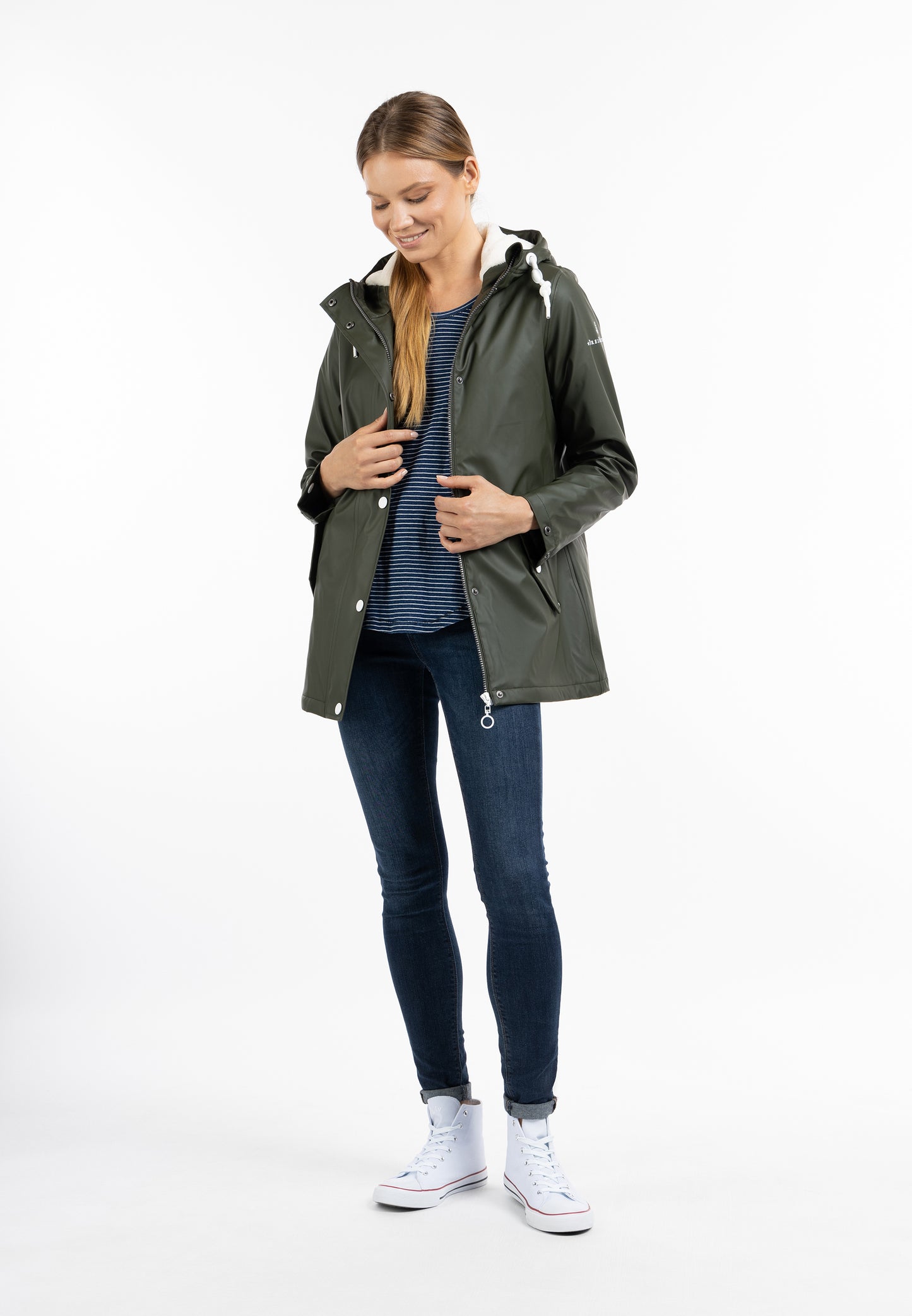 DreiMaster Maritim Damen-Regenjacke mit Kunstfell-Futter