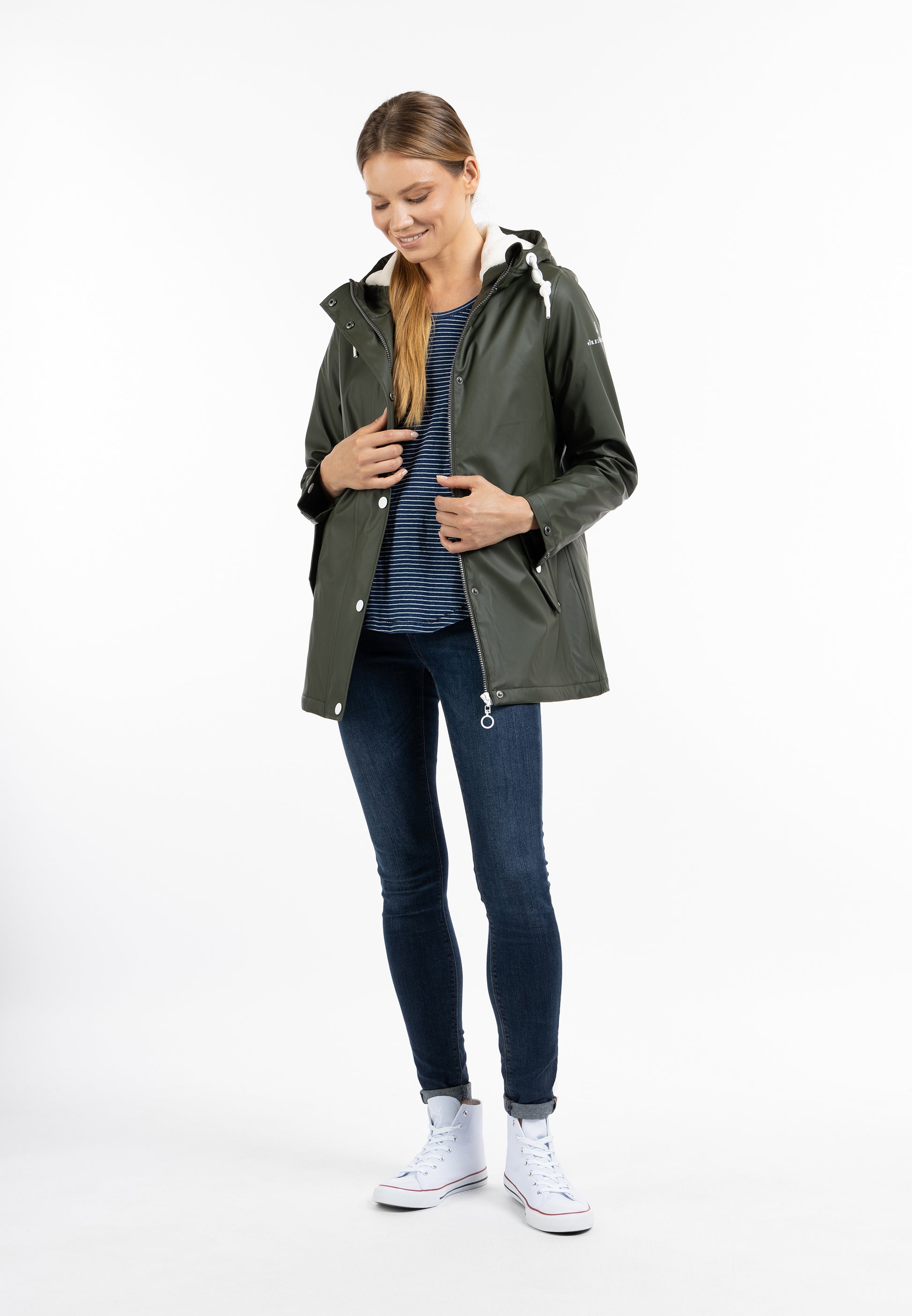 DreiMaster Maritim Damen-Regenjacke mit Kunstfell-Futter