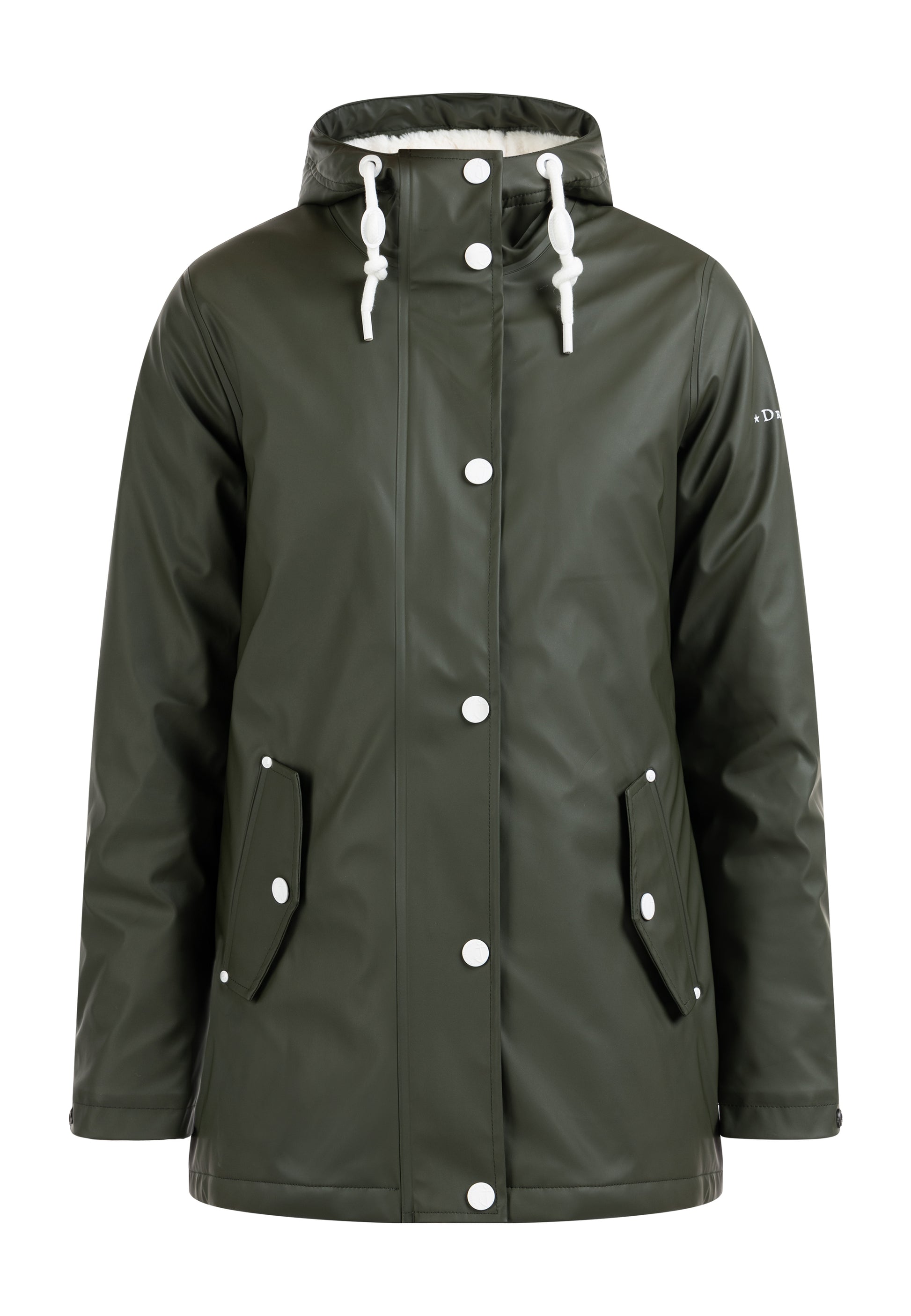DreiMaster Maritim Damen-Regenjacke mit Kunstfell-Futter