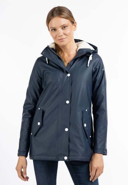 DreiMaster Maritim Damen-Regenjacke mit Kunstfell-Futter