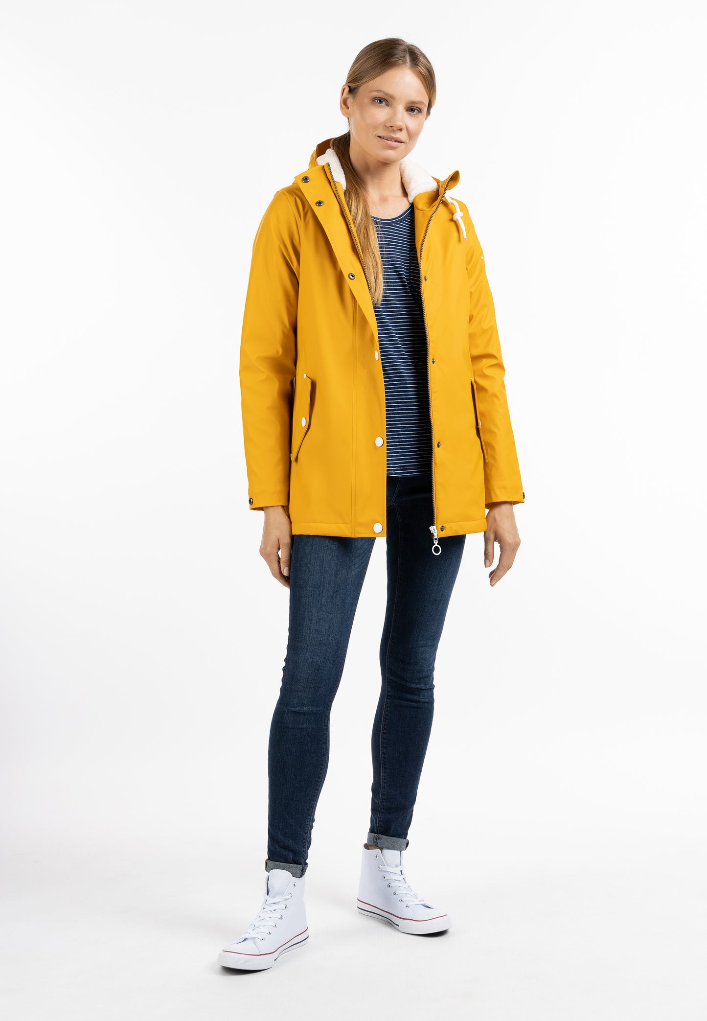 DreiMaster Maritim Damen-Regenjacke mit Kunstfell-Futter