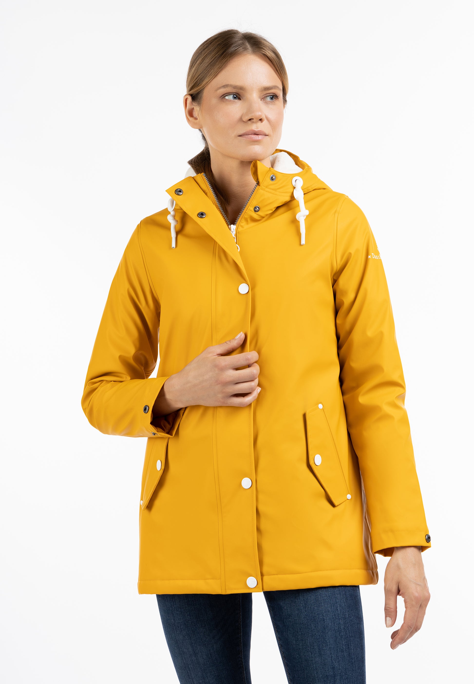 DreiMaster Maritim Damen-Regenjacke mit Kunstfell-Futter