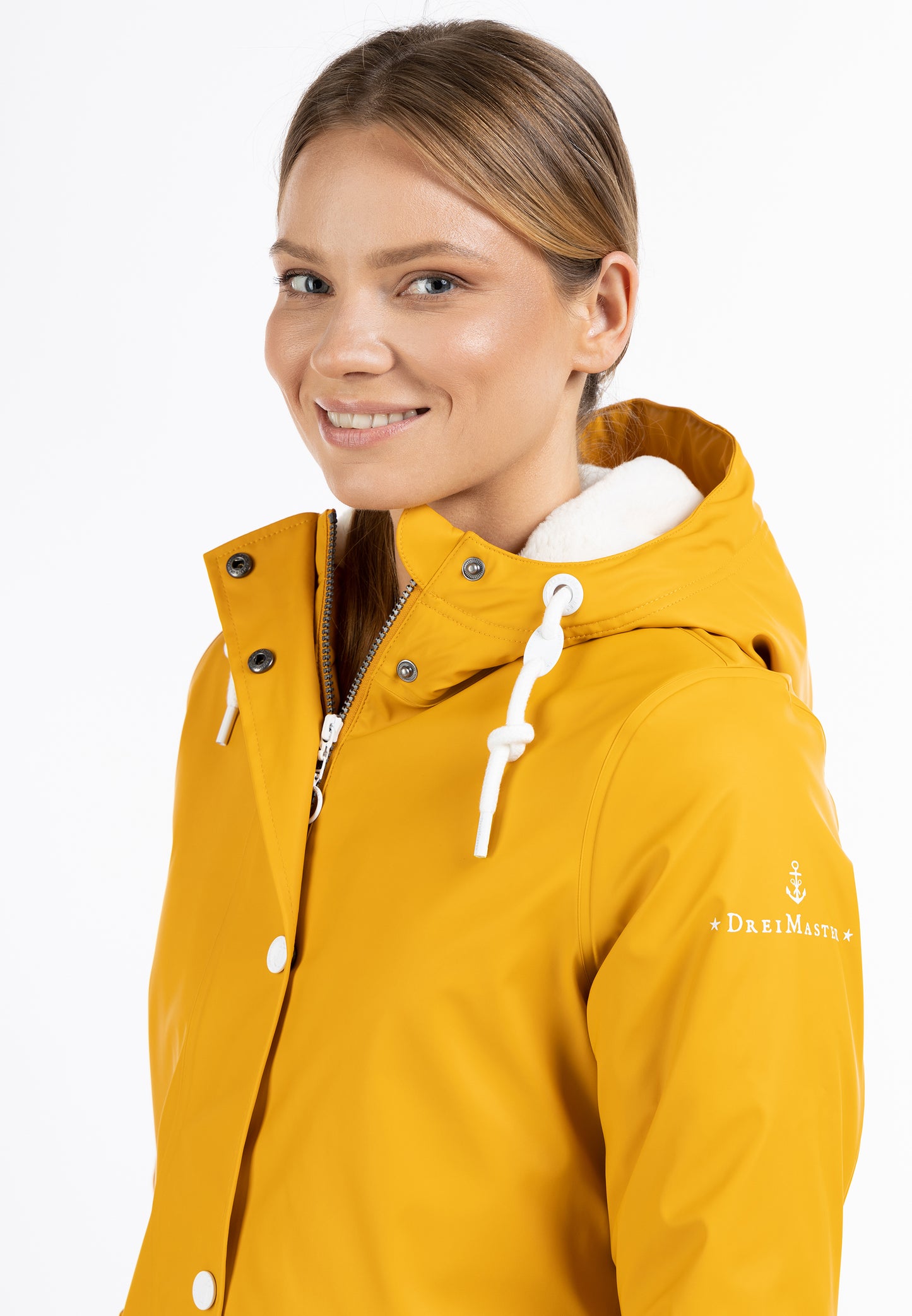DreiMaster Maritim Damen-Regenjacke mit Kunstfell-Futter