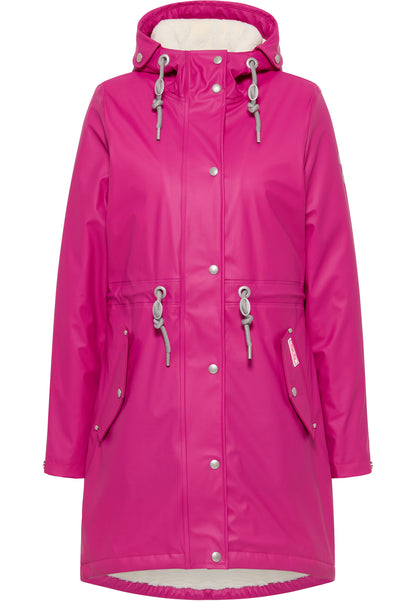 myMo Damen-Regenmantel mit Kunstfell-Futter