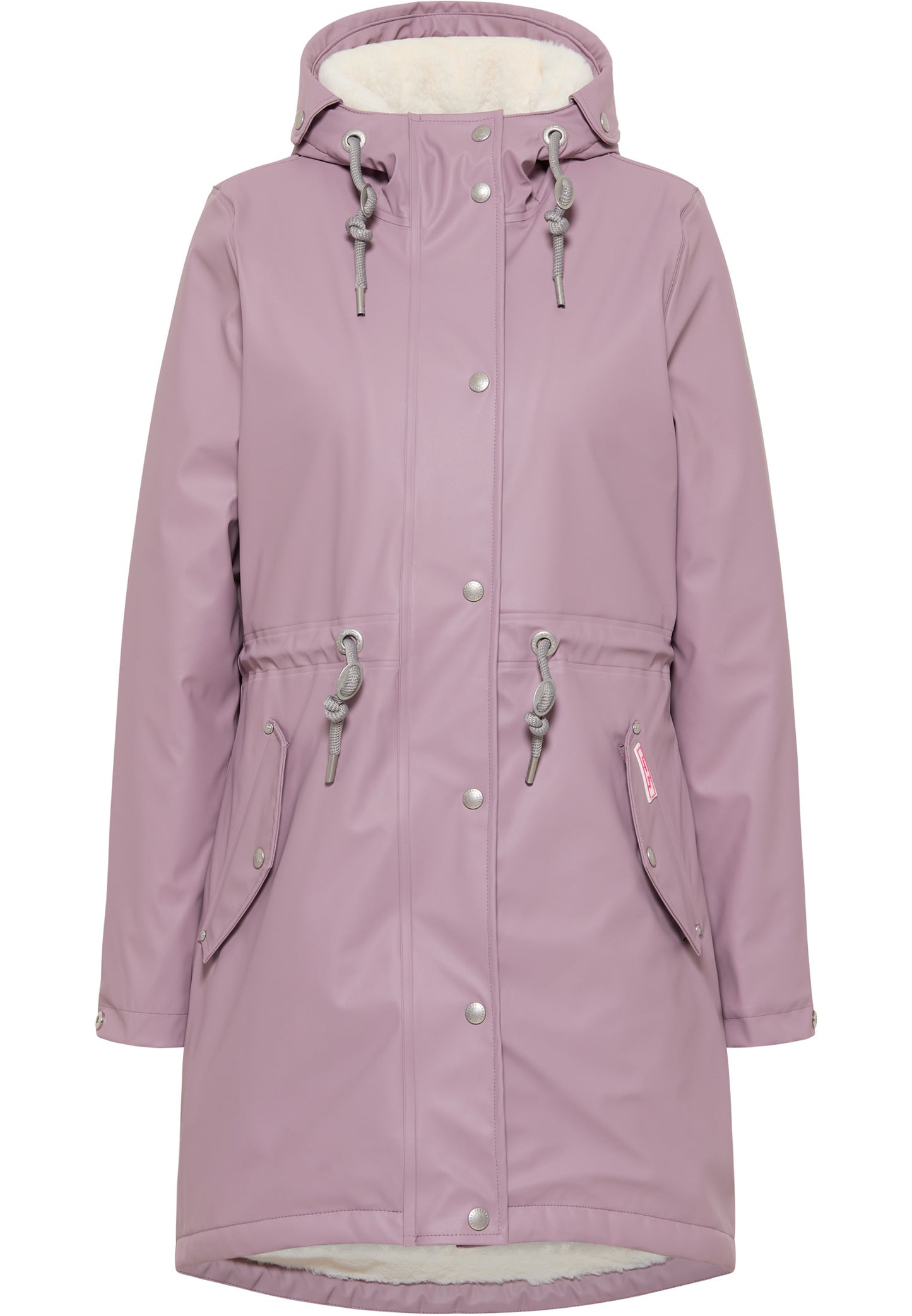 myMo Damen-Regenmantel mit Kunstfell-Futter
