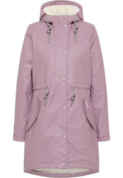 myMo Damen-Regenmantel mit Kunstfell-Futter