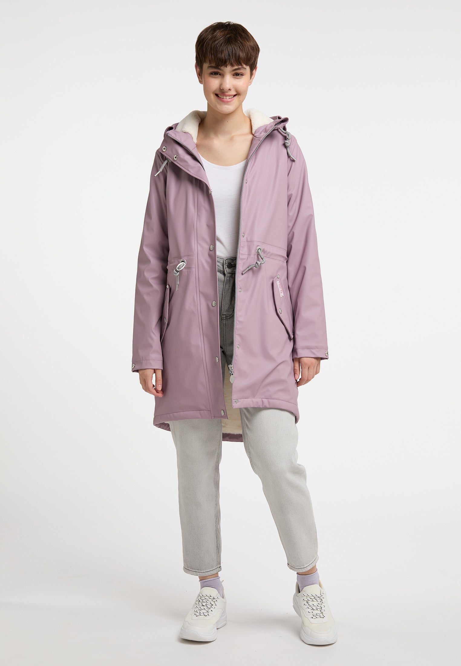 myMo Women's Raincoat With Faux Fur Lining