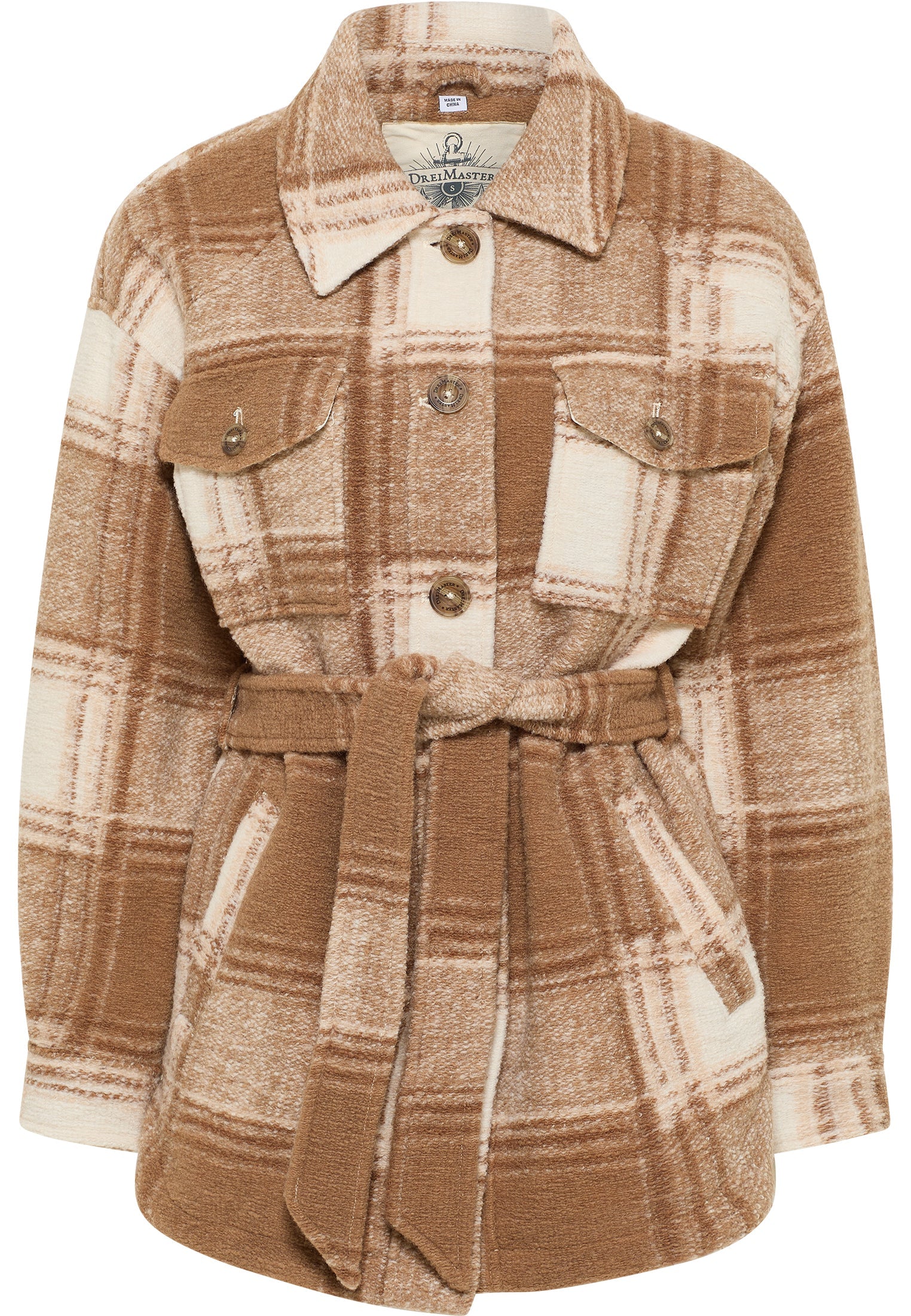Dreimaster vintage Women's Transitional Jacket In A Checked Pattern